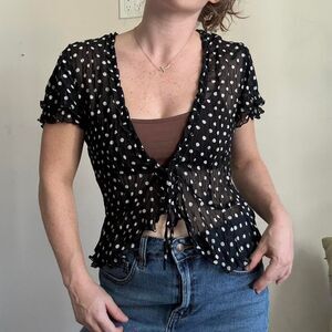 Unbranded Women's Black and White Polka Dot shirt Blouse